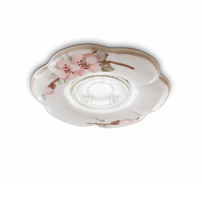 Faretto Da Incasso Classico Pescara Ceramica Bianco Decorato 1 Luce Gu10