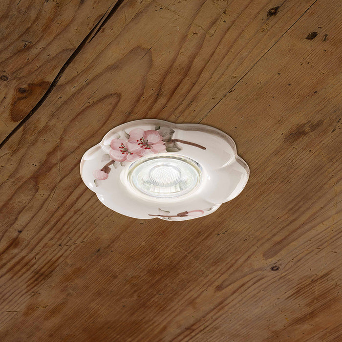 Faretto Da Incasso Classico Pescara Ceramica Bianco Decorato 1 Luce Gu10