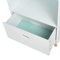 Libreria Scaffale Portagiochi per Cameretta Bimbi e Ragazzi, 1 Cassetto e 4 Ripiani, Bianca e Azzurra 50x30x142cm
