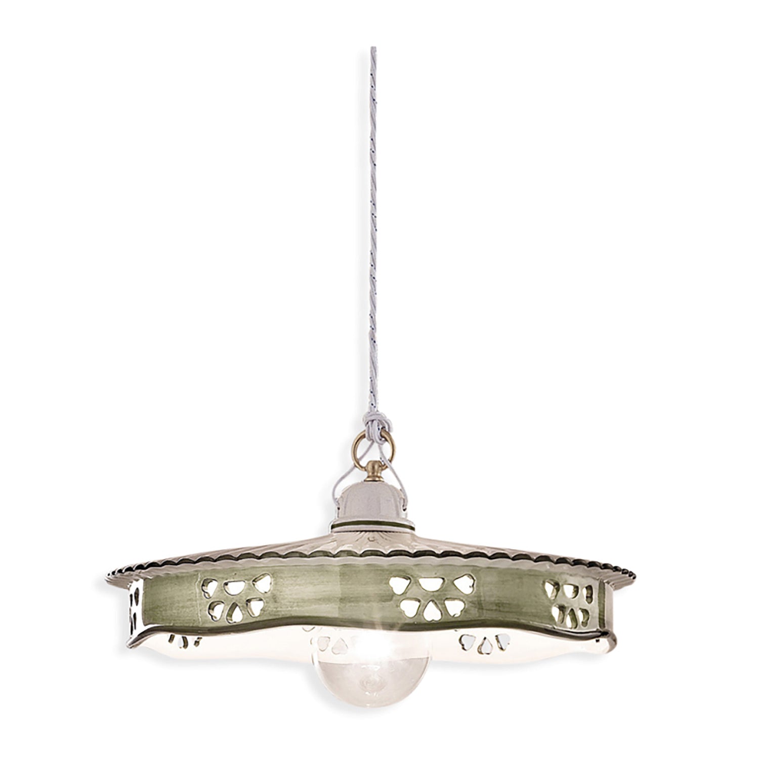 Lampadario Classico Alessandria Ceramica E Ottone Satinato 1 Luce E27