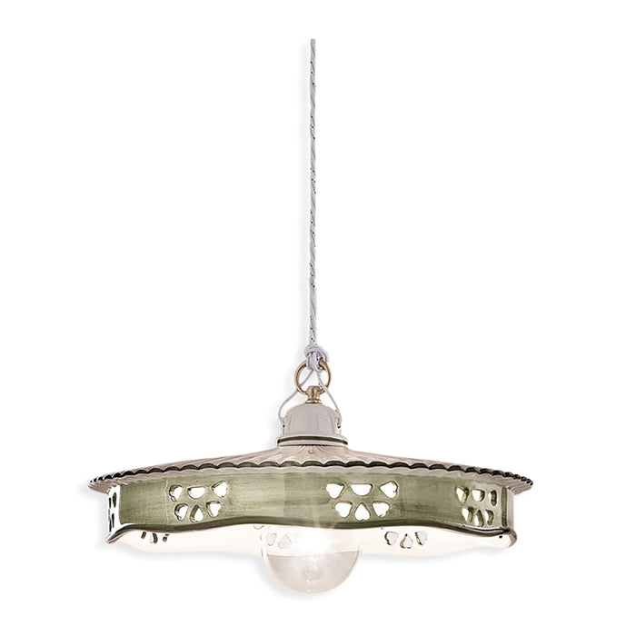 Lampadario Classico Alessandria Ceramica E Ottone Satinato 1 Luce E27