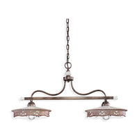 Lampadario Classico Alessandria Ferro E Ceramica Nero Sfumato Rame 2 Luci E27