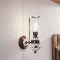 Applique Classica Pompei Ottone E Ceramica Nero Sfumato Rame 1 Luce E14