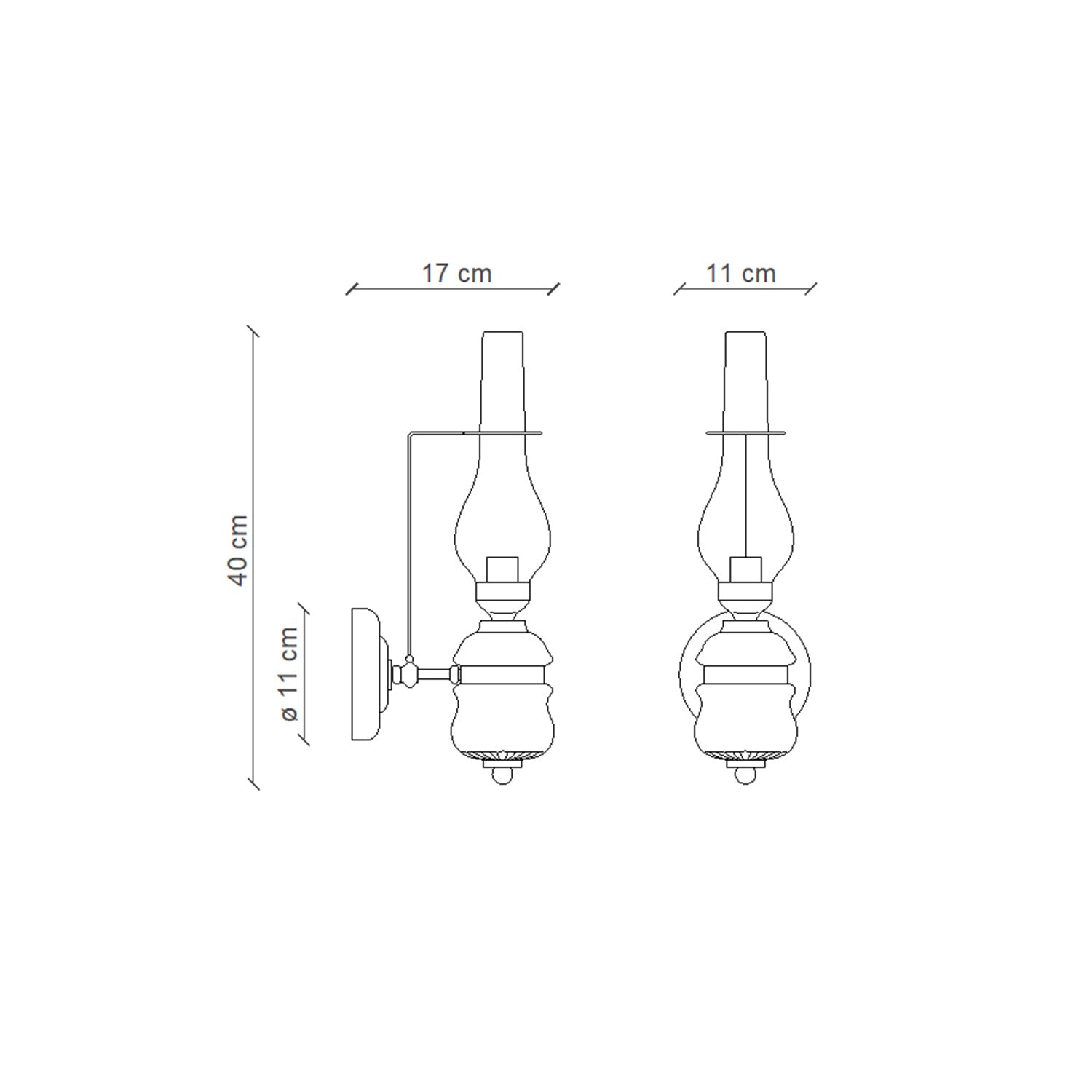 Applique Classica Pompei Ottone E Ceramica Nero Sfumato Rame 1 Luce E14