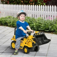 Escavatore per Bambini con Benna e Spazio Contenitore a Scomparsa, in PP e ABS, 80x26.5x39 cm, Giallo e Nero