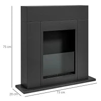 Camino Bioetanolo da Terra con Bruciatore da 0.9L Durata 3 Ore, Area Riscaldata 20-25 m², 73x20x75cm, Nero