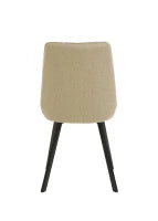 E-STYLO Sedia da pranzo in microfibra beige con gambe e struttura in metallo nero, 48cm X 60cm H. 87cm.