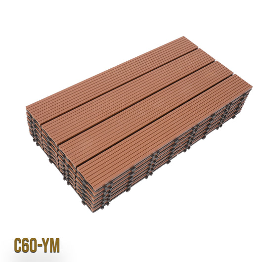 2mq (11 pezzi) di Pavimento Quadrotte in decking WPC da esterno 60X30cm (sp.2cm) inclusa struttura CLICK - C60-YM