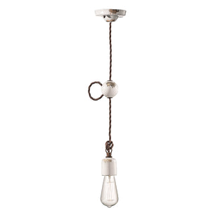 Sospensione Vintage Ceramica Bianca 1 Luce E27