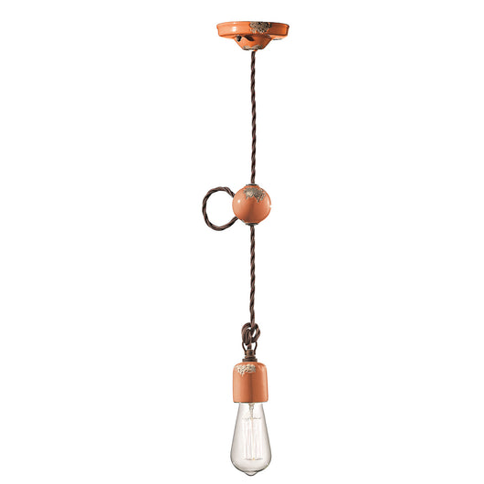 Sospensione Vintage Ceramica Arancio 1 Luce E27