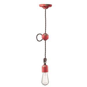 Sospensione Vintage Ceramica Rossa 1 Luce E27