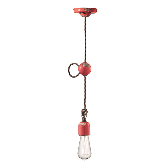 Sospensione Vintage Ceramica Rossa 1 Luce E27