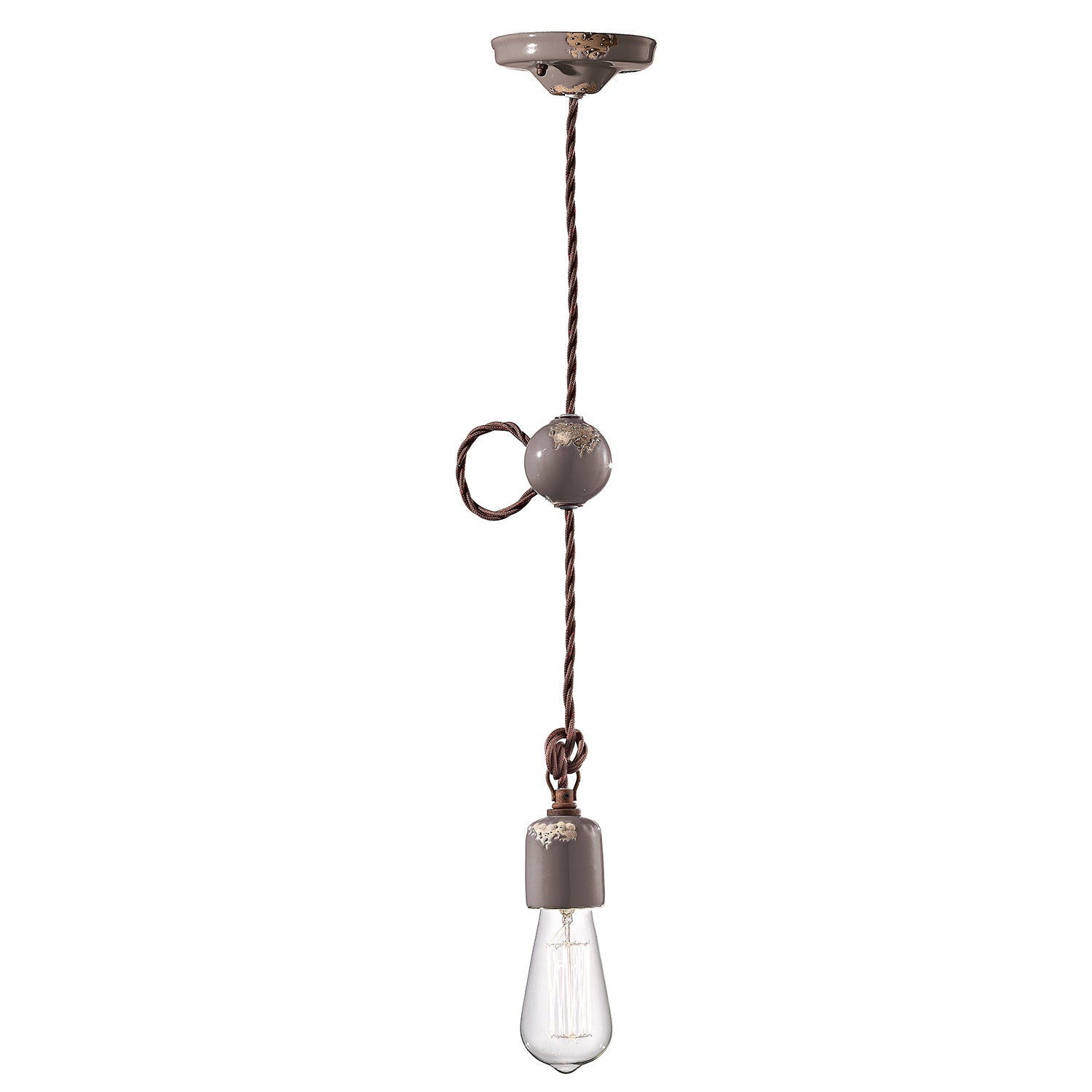 Sospensione Vintage Ceramica Tortora 1 Luce E27