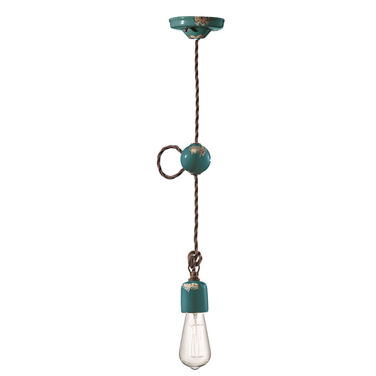 Sospensione Vintage Ceramica Verde 1 Luce E27