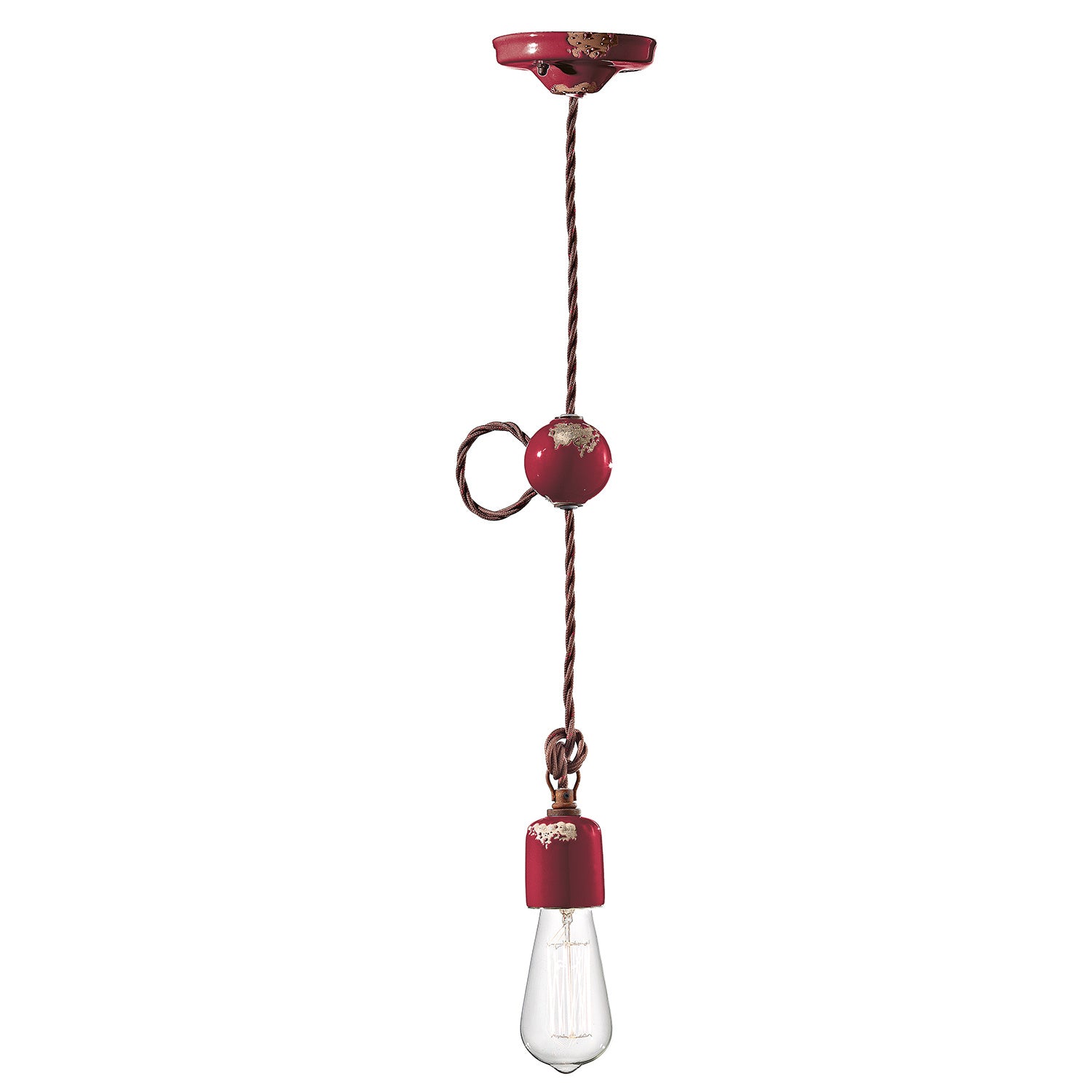 Sospensione Vintage Ceramica Bordeaux 1 Luce E27
