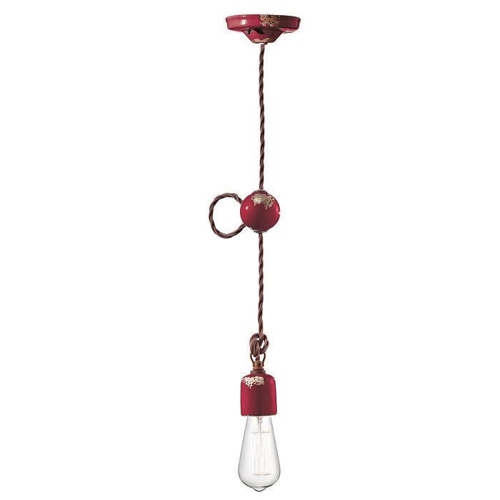 Sospensione Vintage Ceramica Bordeaux 1 Luce E27