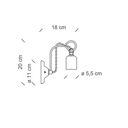 Applique Vintage Ceramica Bianca Con Filamento 1 Luce E27