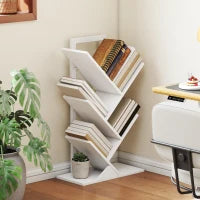 Libreria a Forma di Albero con 5 Ripiani e Sistema Anti-Ribaltamento per Salotto Camera 50x24x82 cm Bianco