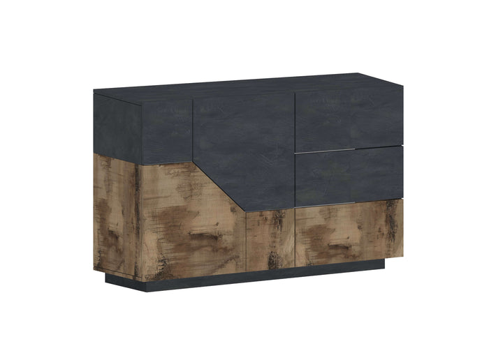 Credenza madia antracite design soggiorno 140x43cm 2 ante 3 cassetti Mira Report
