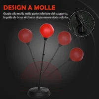 HOMCOM Punching Ball da Terra per Bambini da 5-10 Anni con Guantoni e Altezza Regolabile, Rosso