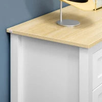 Credenza Mobile da Stoccaggio con 2 Cassetti e 2 Porte con Mensola Regolabile in Altezza, 100 x 40 x 85 cm, Bianco e Effetto Legno