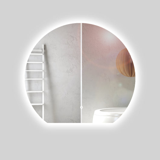 Specchio 5 mm tondo retroilluminato a filo led interruttore touch *** misure 80x70 cm, tonalità dimmerabile 2700-450...