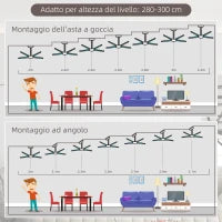 Ventilatore da Soffitto con Luce LED, 3 Velocità e Motore Reversibile, Ø130cm, Bianco e Legno