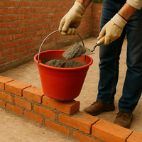 Calderina secchio muratore plastica rosso 12 l diametro 34 cm manico metallo