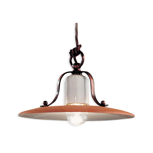 Lampadario Classico Bologna Metallo E Ceramica Nero Sfumato Rame 24Cm 1 Luce E27