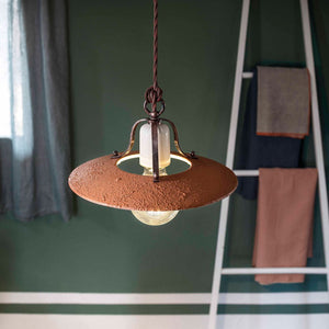 Lampadario Classico Bologna Metallo E Ceramica Nero Sfumato Rame 30Cm 1 Luce E27