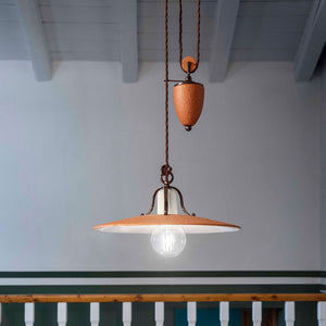 Lampadario Classico Bologna Metallo E Ceramica Nero Sfumato Rame 1 Luce E27