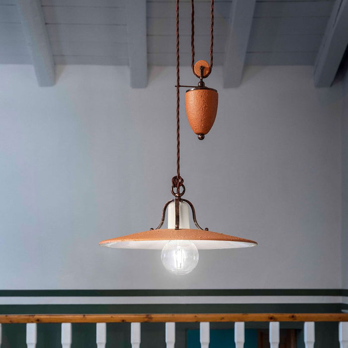 Lampadario Classico Bologna Metallo E Ceramica Nero Sfumato Rame 1 Luce E27