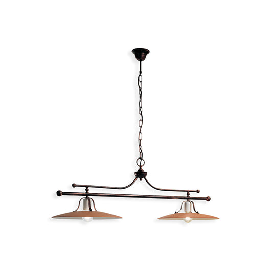 Lampadario Classico Bologna Metallo E Ceramica Nero Sfumato Rame 2 Luci E27