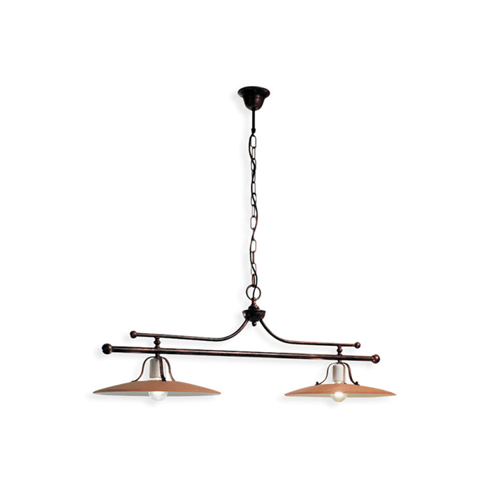 Lampadario Classico Bologna Metallo E Ceramica Nero Sfumato Rame 2 Luci E27