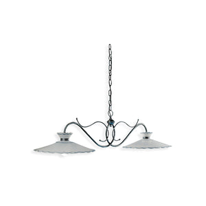 Lampadario Classico Ravenna Metallo E Ceramica Nero Sfumato Arg. 31Cm 2 Luci E27