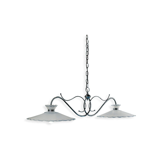 Lampadario Classico Ravenna Metallo E Ceramica Nero Sfumato Arg. 31Cm 2 Luci E27