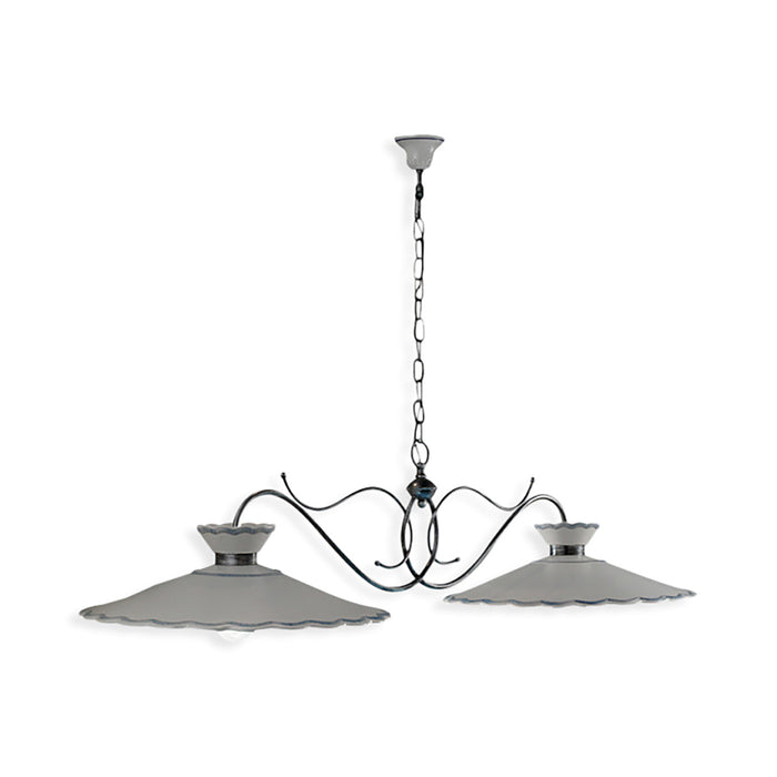 Lampadario Classico Ravenna Metallo E Ceramica Nero Sfumato Argento 2 Luci E27