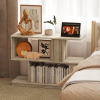 Tavolino da Caffè Moderno a S con 3 Ripiani per Soggiorno e Salotto, 90x30x61 cm, Legno