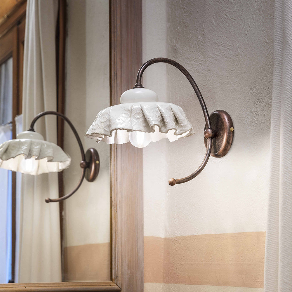 Applique Classica Modena Metallo E Ceramica Nero Sfumato Rame 1 Luce E27