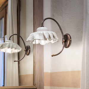 Applique Classica Modena Metallo E Ceramica Nero Sfumato Rame 1 Luce E27