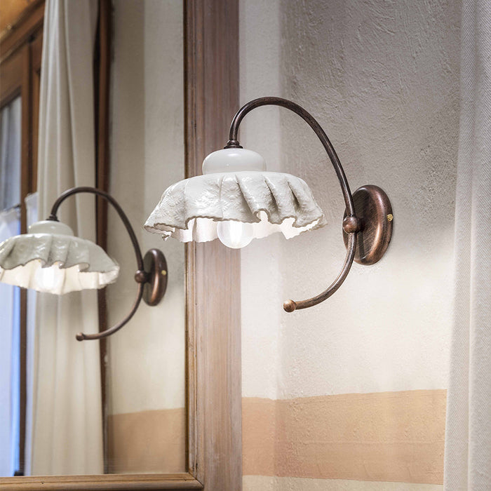 Applique Classica Modena Metallo E Ceramica Nero Sfumato Rame 1 Luce E27