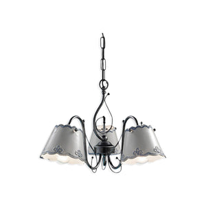 Lampadario Classico Ravenna Metallo E Ceramica Nero Sfumato Argento 3 Luci E14