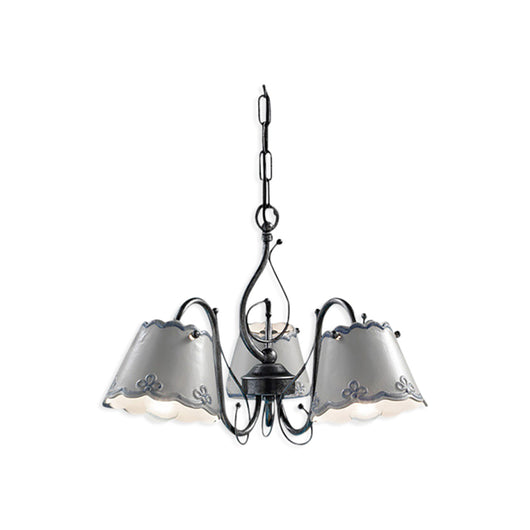 Lampadario Classico Ravenna Metallo E Ceramica Nero Sfumato Argento 3 Luci E14