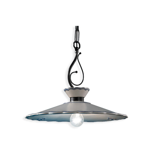 Lampadario Classico Ravenna Metallo Ceramica Nero Sfumato Arg. 44 Cm 1 Luce E27