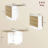 Tavolo Rettangolare Allungabile con 2 Cassetti e un Armadietto in Legno, 140x76x74 cm, Bianco e Color Legno