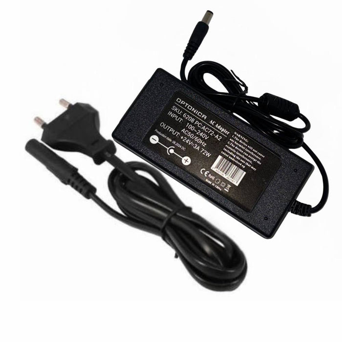 Optonica alimentatore led 24v per interni nero 3 anni di garanzia inclusa *** potenza 72w, confezione 1