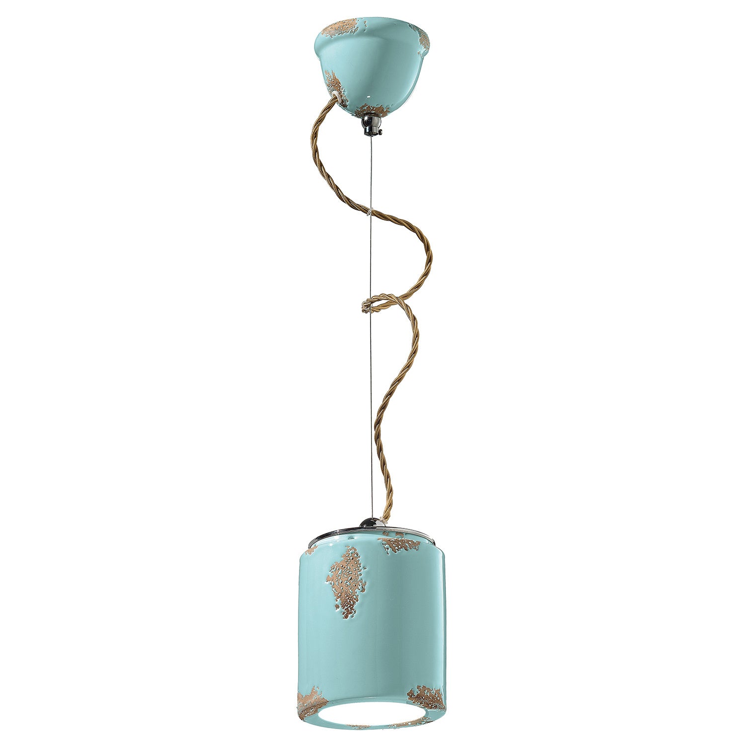Lampadario Vintage Ceramica Azzurra 1 Luce E27