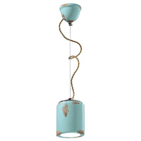 Lampadario Vintage Ceramica Azzurra 1 Luce E27