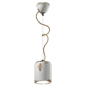 Lampadario Vintage Ceramica Bianca 1 Luce E27