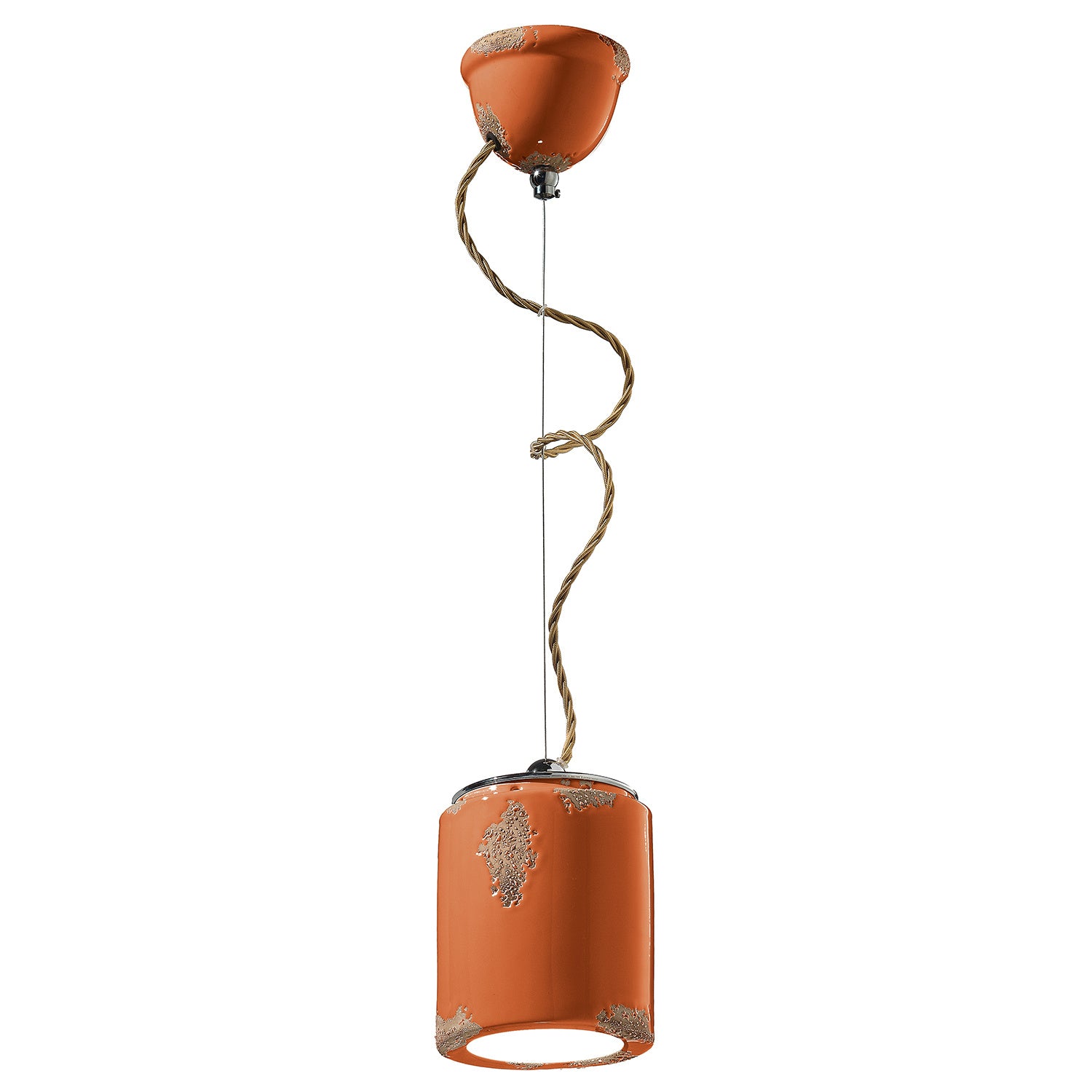 Lampadario Vintage Ceramica Arancio 1 Luce E27